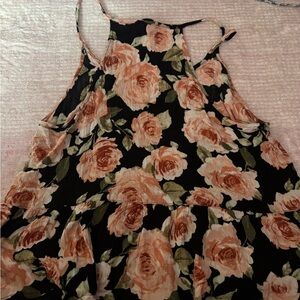 Forever 21 Black and Pink Floral Tank Top
